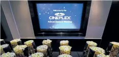  ?? NATHAN DENETTE/ THE CANADIAN PRESS ?? Bags of popcorn are shown during the Cineplex Entertainm­ent company’s annual general meeting in Toronto on May 17.