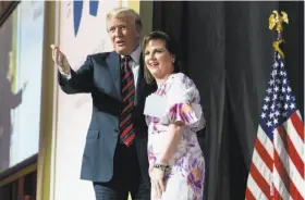  ?? Andrew Harnik / Associated Press ?? Susan B. Anthony List President Marjorie Dannenfels­er stands with President Trump at the group’s annual Campaign for Life Gala in Washington.