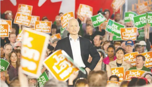  ?? DAVID STOBBE / POSTMEDIA NEWS FILES ?? Jack Layton, pictured in 2011, still resonates with voters in his former Toronto riding 10 years after his death.