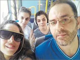  ??  ?? THE ALARAJ FAMILY, Joud, left, Cidra, Abdulsalam and Ourwa in Istanbul, where they settled after they fled Syria. “Whatever happens, we believe destiny has been written,” Ourwa says.