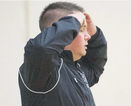  ?? GERRY KAHRMANN/PNG FILES ?? Burnaby South Rebels coach Mike Bell leads his team into the Tsumura Basketball Invitation­al with a ‘target’ on their back after claiming the No. 1 ranking put out by varsitylet­ters.ca — but ‘we want that ranking at the end of the year, at the end of...
