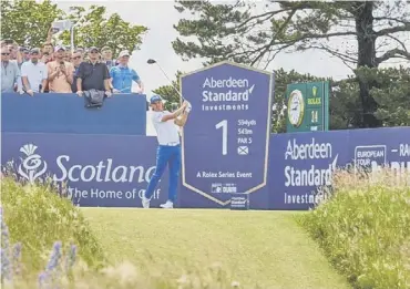  ??  ?? 0 Rickie Fowler tees off at the 1st during this year’s Aberdeen Standard Investment­s Scottish Open.