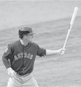  ?? Stacy Revere / Getty Images ?? Alex Bregman had a few swings with the Astros during spring training. This plate appearance came against the Phillies on March 3 in Clearwater, Fla.