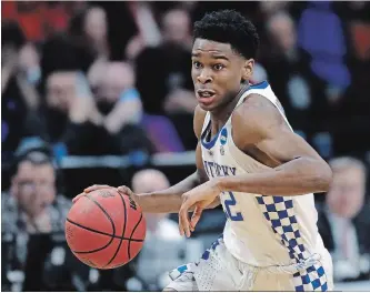  ?? TED S. WARREN THE ASSOCIATED PRESS ?? Kentucky guard, and Hamilton native, Shai Gilgeous-Alexander during a first-round game in the NCAA men’s basketball tournament in March.