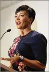  ??  ?? Atlanta mayoral candidate Keisha Lance Bottoms speaks to supporters at her election watch party Tuesday.