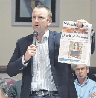  ?? PHOTO: DON MOLONEY ?? Anger: Denis Drennan of Kilkenny at the ICMSA AGM in Limerick.