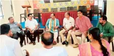 ?? SPECIAL ARRANGEMEN­T ?? BJP leaders holding a meeting at the party office in Udupi on Monday.