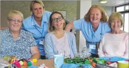  ??  ?? Leanne Mayo and Jenny Aylward from Pilgrims Hospices therapy centre’s team with, front row, clients Linda Joyce, Angela Amos and Julie Gilmore