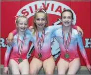  ?? SUBMITTED PHOTO ?? SILVIA’S GYMNASTICS LEVEL 4: Pictured left to right: Emma Ranaglia, Kylie Boyle, and Angelina Sacchetti.