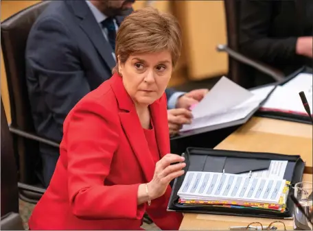  ?? Picture: Jane Barlow/pa ?? Nicola Sturgeon was questioned about the NHS during First Minister’s Questions at Holyrood