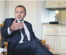  ?? Bill Kotsatos for The National ?? Lebanese Foreign Minister Gebran Bassil in New York on Monday, is advocating Syrian repatriati­on