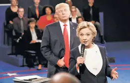  ?? Rick T. Wilking / Associated Press 2016 ?? Hillary Clinton answers a question during the second presidenti­al debate with Donald Trump at Washington University in St. Louis last year.