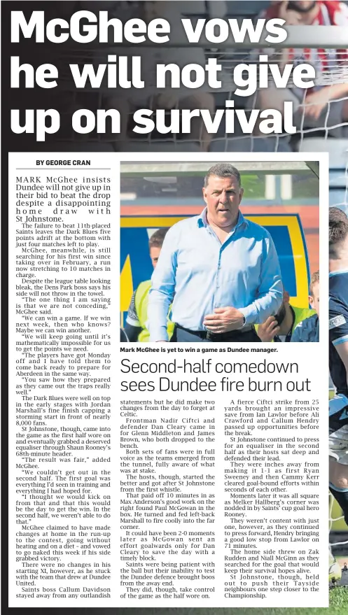  ?? ?? Mark McGhee is yet to win a game as Dundee manager.