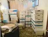  ?? JUSTICE DEPARTMENT ?? Boxes of records stored in a bathroom and bathroom at Donald Trump’s Mar-a-Lago estate in Palm Beach, Fla.