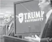  ?? AP file photo ?? Donald Trump, left, is introduced at a 2005 news conference in New York at which he announced the establishm­ent of Trump University.