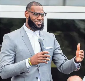  ?? THE ASSOCIATED PRESS ?? LeBron James speaks at the opening ceremony for the I Promise School in Akron, Ohio, on July 30, 2018.