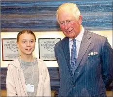  ??  ?? PLANE CRAZY: Prince Charles and Greta Thunberg in Davos