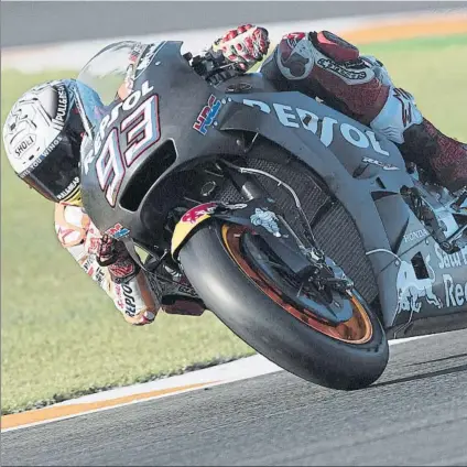  ?? FOTO: GETTY ?? Marc Márquez se mostró muy satisfecho de la base de motor con la que empezará la nueva campaña, con más potencia que en 2017