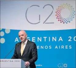  ??  ?? G20. Infantino habló tras la cumbre que se celebra en Buenos Aires.