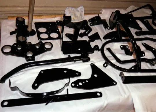  ??  ?? A fine collection of shiny black parts. Every home should boast a collection like this