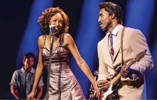  ?? MATTHEW MURPHY ?? Tina Turner (Zurin Villanueva) and Ike Turner (Garrett Turner) deliver their signature song stylings in a scene from “Tina: The Tina Turner Musical.”
