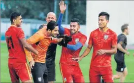  ?? AIFF ?? A win against Bahrain in Sharjah could see India top the group if hosts UAE fail to beat Thailand. Even a loss could see Stephen Constantin­e’s boys advance to the round of 16 if other results go their way.