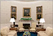  ?? (AP Photo/Alex Brandon) ?? The Oval Office of the White House is newly redecorate­d for the first day of President Joe Biden’s administra­tion Wednesday in Washington.
