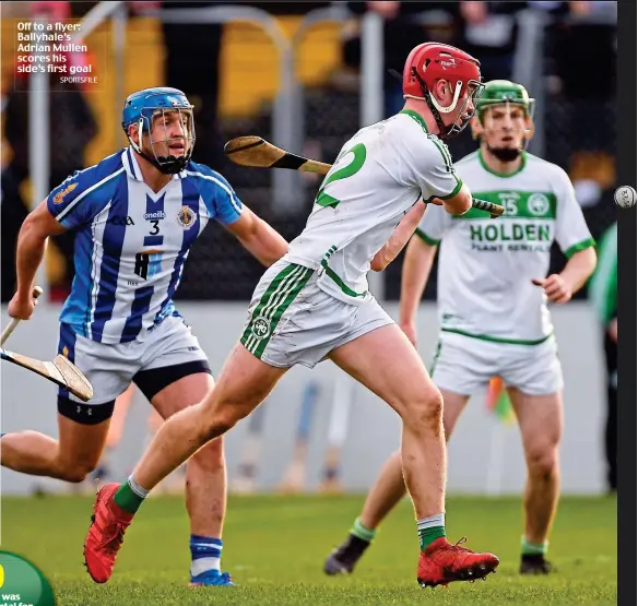  ??  ?? Off to a flyer: Ballyhale’s Adrian Mullen scores his side’s first goal SPORTSFILE