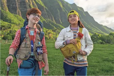  ?? COLLEEN E. HAYES/NETFLIX ?? Owen Vaccaro, left, as Casper and Kea Peahu as Pili in a scene from the Netflix film “Finding ‘Ohana.”