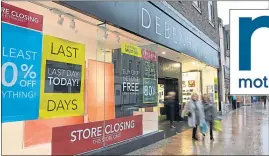  ??  ?? One last sale at Debenhams’ Kirkcaldy store yesterday, while all Mothercare shops will shut