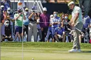  ?? JOHN RAOUX / ASSOCIATED PRESS ?? Bryson DeChambeau reacts as his putt on the ninth green comes up short of the hole during the first round of the Arnold Palmer Invitation­al on Thursday in Orlando, Fla.