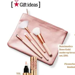  ??  ?? Nutrimetic­s Rose Gold make-up brush set, $90.