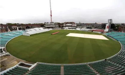  ?? Photograph: Alex Davidson/Getty Images ?? Capacity at the Oval is reduced owing to building work and will be further restricted by Covid-19 regulation­s during Surrey’s friendly with Middlesex.