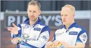  ?? GRAND SLAM OF ,URLING/ANIL MUNGAL ?? Brad Gushue believes he and longtime third Mark Nichols (right) will benefit from having already won Olympic gold as they compete at the Olympic Trials in Ottawa. “For myself and Mark, in particular, there’s probably a whole lot less pressure on us...