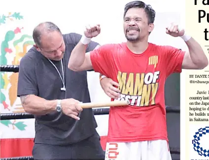  ?? PHOTOGRAPH COURTESY OF JUSTIN QUIBAN PHOTOGRAPH COURTESY OF JHAY OTAMIAS ?? JUSTIN Quiban makes history as he becomes the first Filipino to qualify in the US PGA Tour.
JUSTIN Fortune whips Manny Pacquiao into fighting condition.