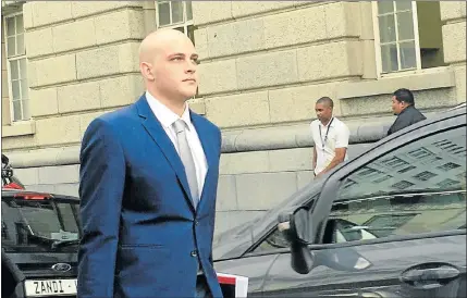  ?? Picture: ANTHONY MOLYNEAUX ?? ARRIVING AT COURT: Murder accused Henri van Breda and his new ‘water-efficient’ look