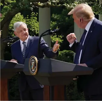  ?? ?? ► Donald Trump y Andrés Manuel López Obrador en la Casa Blanca.