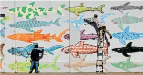  ?? CHRIS SKELTON/STUFF ?? BMD’s shark finning protest mural has appeared in an unauthoris­ed calendar and features in several stock photo libraries.