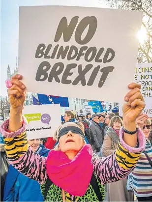  ?? Picture: Shuttersto­ck. ?? A protest by pro-EU supporters takes place in Parliament Square, London, yesterday.