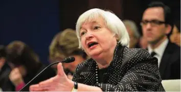  ?? AFP ?? Drawing battle lines Janet Yellen speaks at Capitol Hill on Wednesday. Republican­s want to rein in the Fed’s expanded oversight of the financial industry while limiting its aggressive monetary policy.