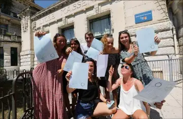  ??  ?? Au lycée Masséna, à Nice,  % des élèves ont réussi le bac, dont Lena, Stella, Oscar, Salomé, Laure et les autres... (Photo Eric Ottino)