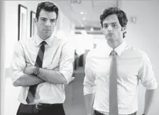  ?? Jojo Whilden Roadside Attraction­s ?? “MARGIN CALL,” with Zachary Quinto, left, and Penn Badgley, focused on an investment firm during the 2008 financial crisis.
