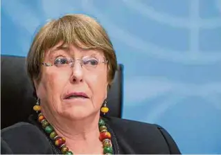  ?? AFP ?? Michelle Bachelet es la alta comisionad­a de las Naciones Unidas para los Derechos Humanos.