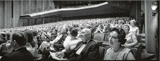  ??  ?? Patrons attend the grand-opening concert and dedication ceremony of Jesse H. Jones Hall for the Performing Arts on Oct. 3, 1966.