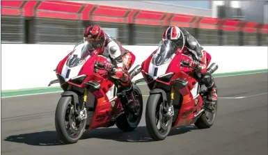  ?? MARISSA BAECKER/Special to Okanagan Newspaper Group ?? The 2023 Ducati Panigale V4 R on a closed circuit race track.