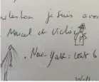  ??  ?? Premières impression­s sur Viktor lors de ce voyage (caricature­s de Pascal Riché).