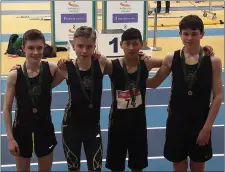  ??  ?? Dunleer’s Boys Under-17 relay team (l to r) Conor Matthews, Finn Reilly, Anthony Dillon and Neal Hodgins.