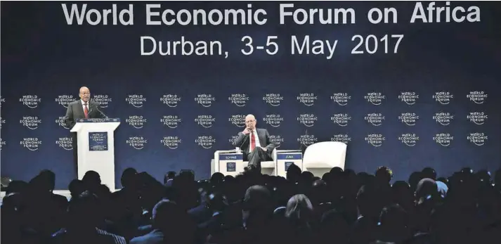  ?? Photo: Elmond Jiyane ?? President Jacob Zuma addressing the official opening of the World Economic Forum on Africa held at Inkosi Albert Luthuli Internatio­nal Convention Centre in Durban last week.