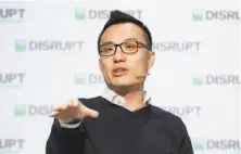  ?? Kimberly White / Getty Images for TechCrunch 2018 ?? DoorDash CEO Tony Xu speaks at TechCrunch Disrupt in 2018. Revenue soared in 2020 and DoorDash is going public.
