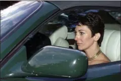  ?? The Associated Press ?? MAXWELL: In this Sept. 2, 2000, file photo, British socialite Ghislaine Maxwell, driven by Britain’s Prince Andrew leaves the wedding of a former girlfriend of the prince, Aurelia Cecil, at the Parish Church of St Michael in Compton Chamberlay­ne near Salisbury, England. The FBI said Thursday, Ghislaine Maxwell, who was accused by many women of helping procure underage sex partners for Jeffrey Epstein, has been arrested in New Hampshire.